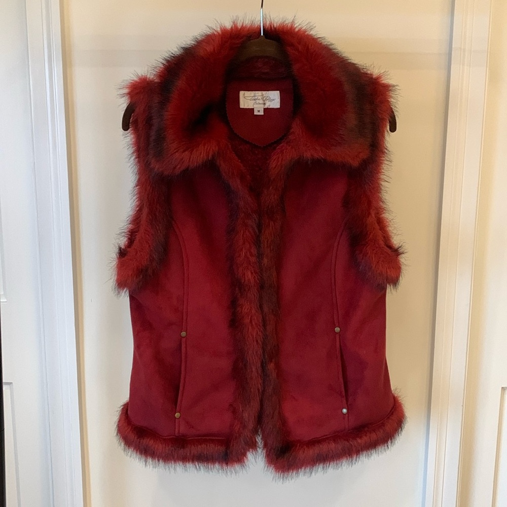 Beautiful red faux fur vest. Size medium